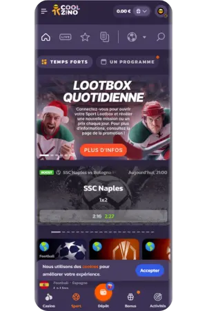Paris sportifs Coolzino casino cotes matches événements live